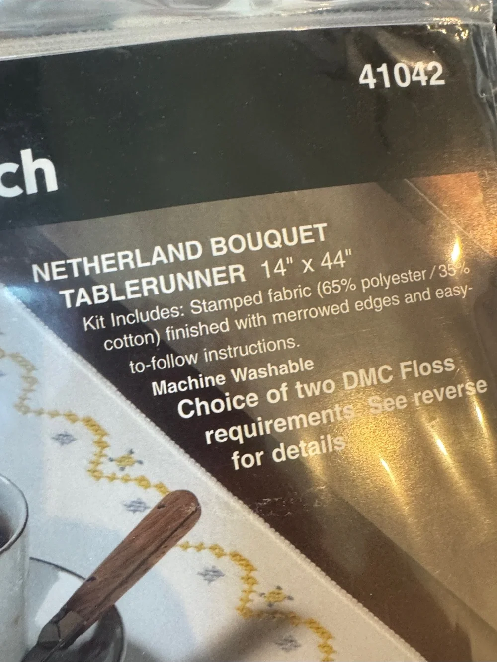 Stamped cross stitch Netherland Bouquet White Table Runner Thread included